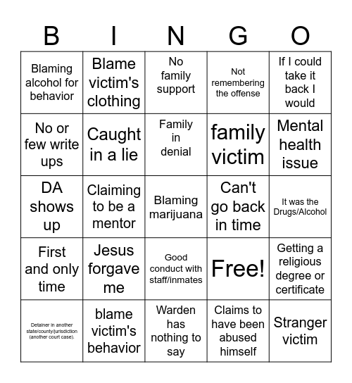 Cockroach Bingo Card