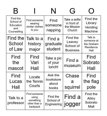 Santa Clara Bingo Card