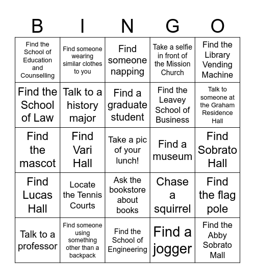 Santa Clara Bingo Card