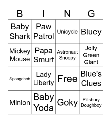 Macy's Thanksgiving Parade Bingo Card