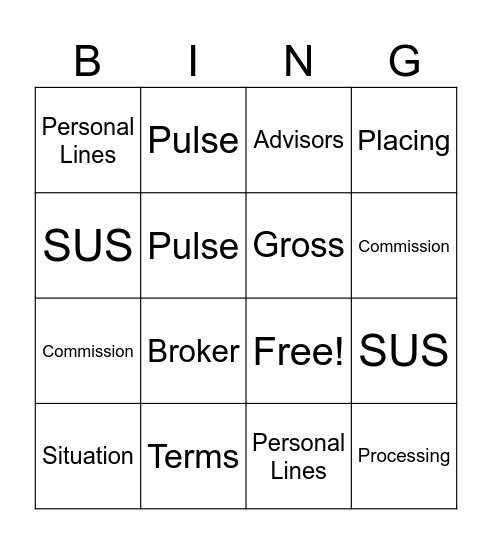 Terminology Bingo Card