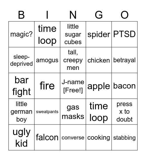 Miss Peregrine's Home for Peculiar Children Bingo Card