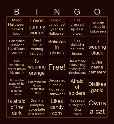 Halloween Bingo! Bingo Card