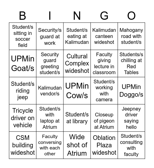 Photo Bingo Card