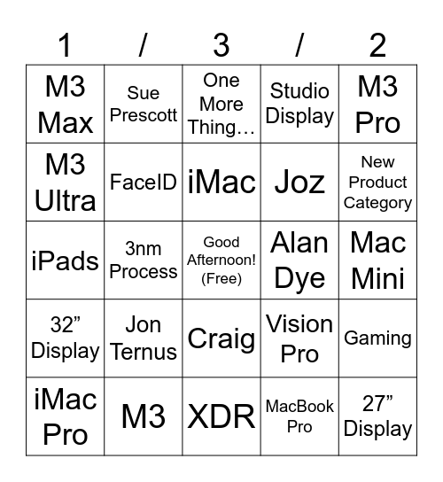 Event Bingo Card