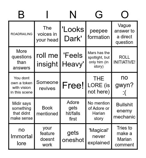 DNDingo Bingo Card