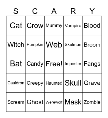 Batesville Bulldog Halloween Bingo Card