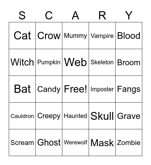Batesville Bulldog Halloween Bingo Card
