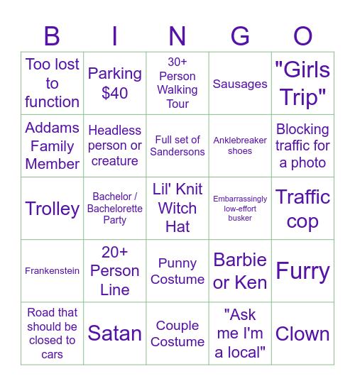 Salem Bingo Card