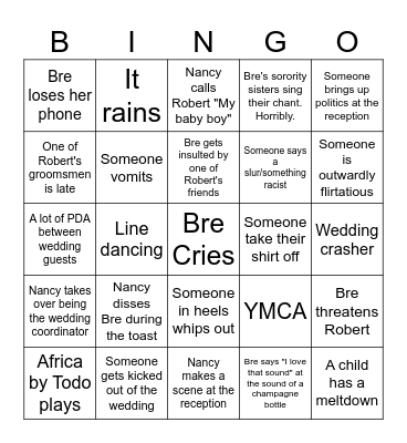 The 2023 Wedding Bingo Card