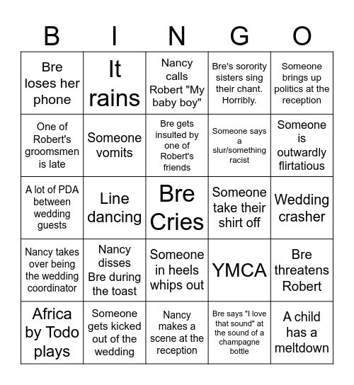 The 2023 Wedding Bingo Card
