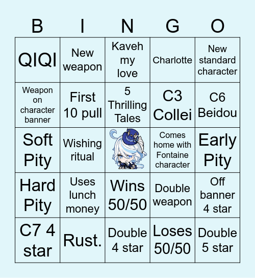 Furina Bingo Card