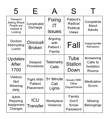 Charge Nurse Bingo Card