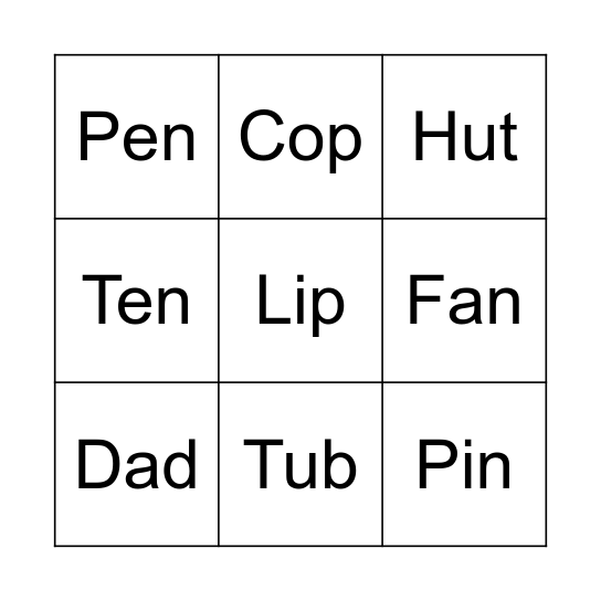 Fixed Combination Phonogram Bingo Card