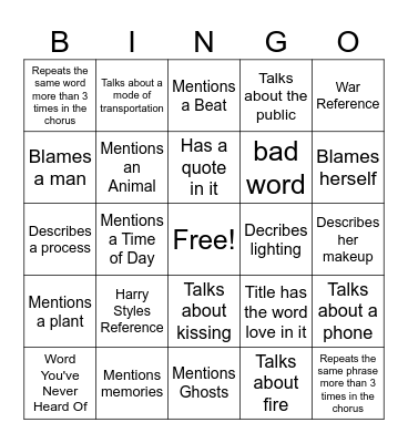 1989 Bingo Card