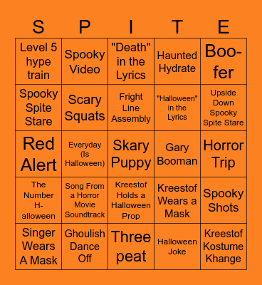 👻 Spite Club Spooky Bingo 👻 Bingo Card