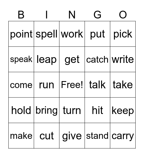 phrasal verbs bingo Card
