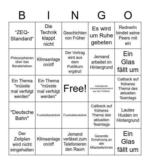 Team Tag Bingo Card