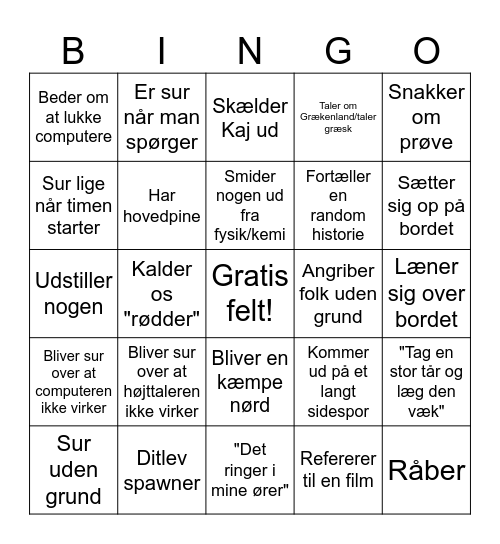 Tasja Bingo Card