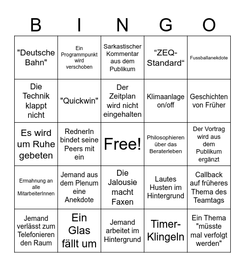 Team Tag Bingo Card