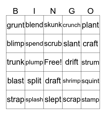 5 sounds Bingo Card