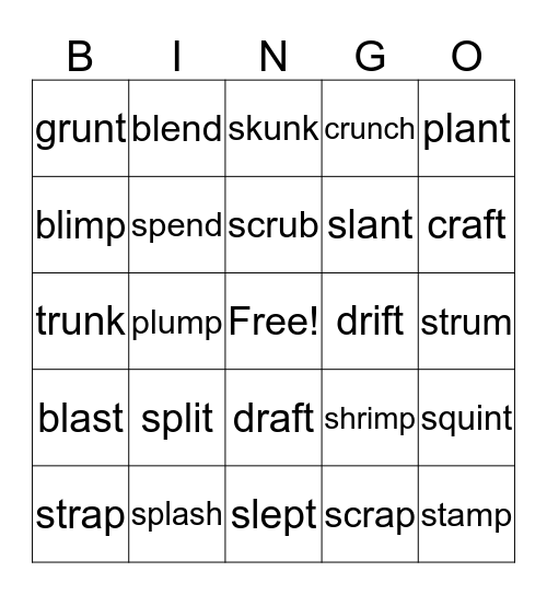 5 sounds Bingo Card