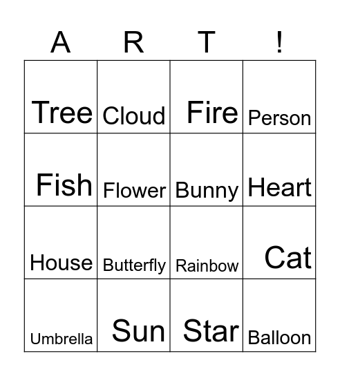 Art Bingo Card