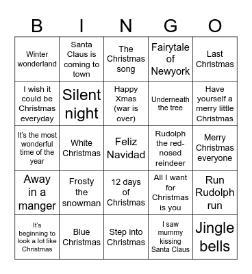 Christmas Musical Bingo Card