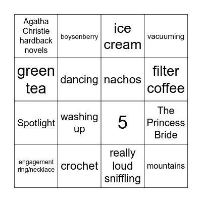 Sarah's Kitchen Tea Party Bingo Card