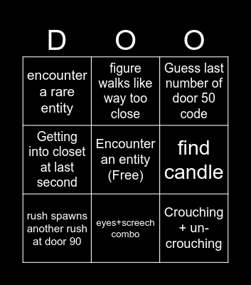 Roblox Doors Bingo Card