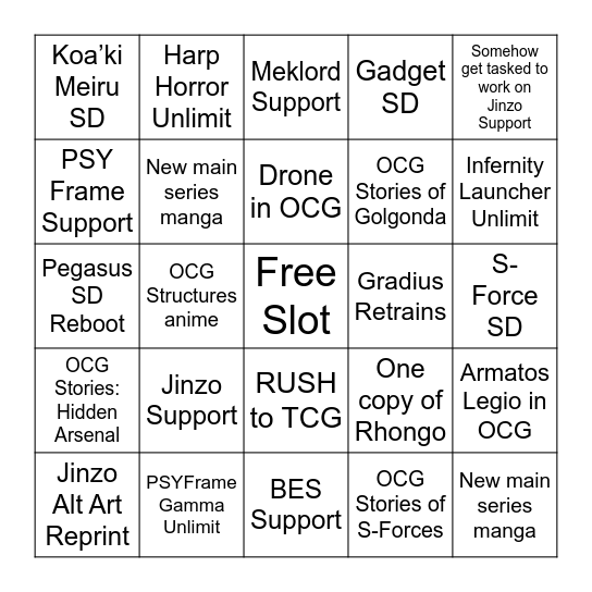 YGO Bingo: Impossible Challenge Bingo Card