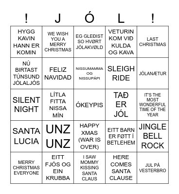 Jólabingo Card