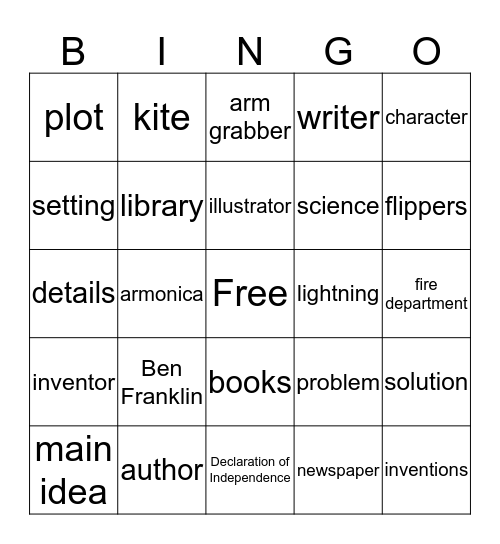 Benjamin Bingo Card