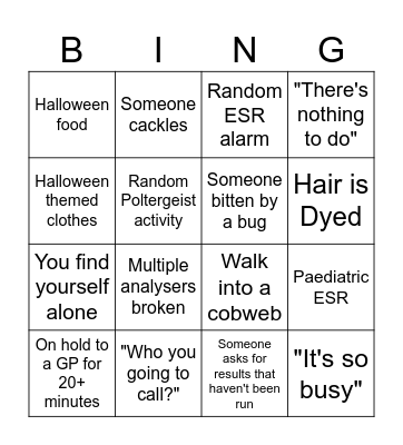 Halloween Lab Bingo Card