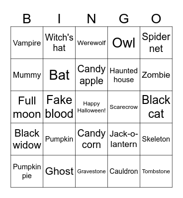 Halloween Bingo Card