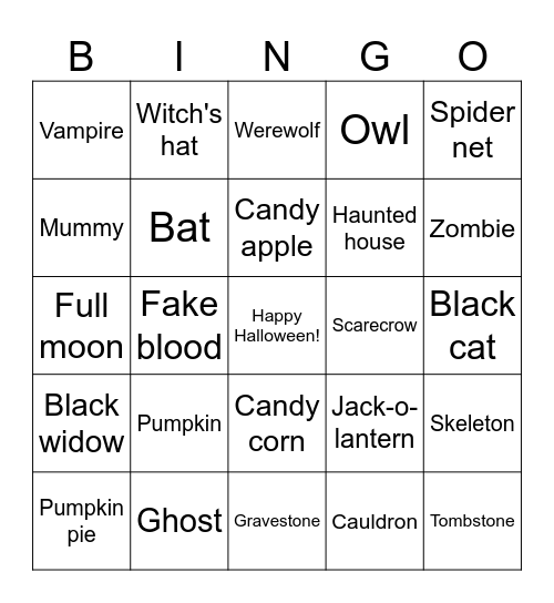 Halloween Bingo Card