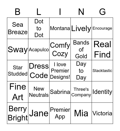 Ladies Night Blingo! Bingo Card