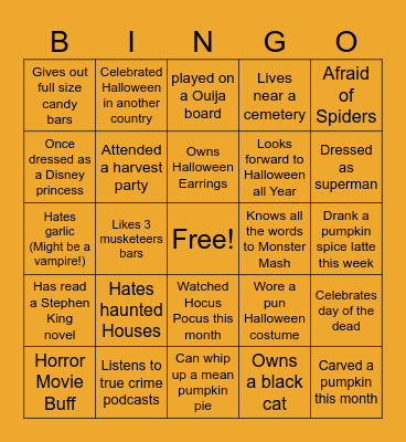 Team WOW Halloween BINGO Card