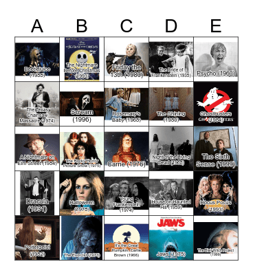 Popular Halloween Movies! Bingo Card