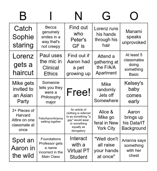 MBE Bingo Card