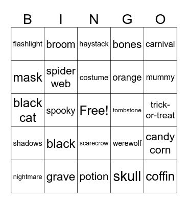 Halloween Warrior Day Bingo Card