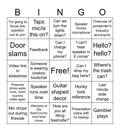 Encore Event Bingo Card