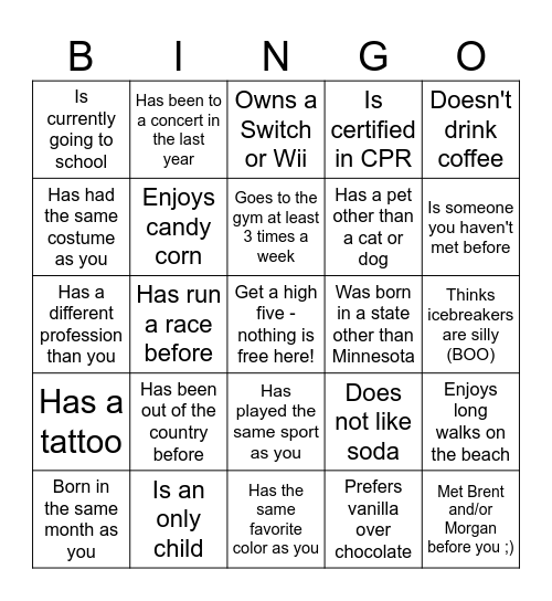 Before you can eat, you've got people to meet! Bingo Card