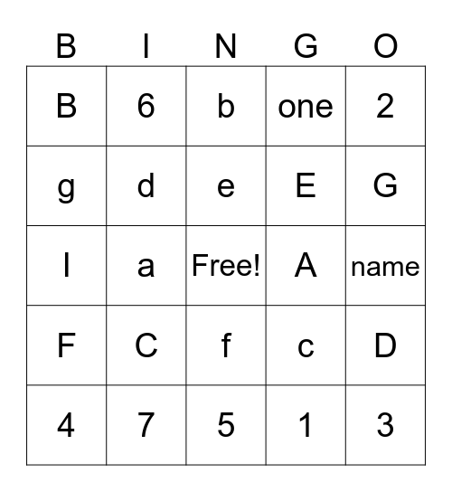 Letter and Alphabet Bingo Card