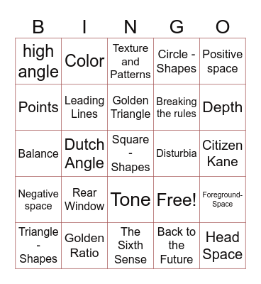 Composition Bingo Card