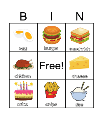 Food Bingo Card