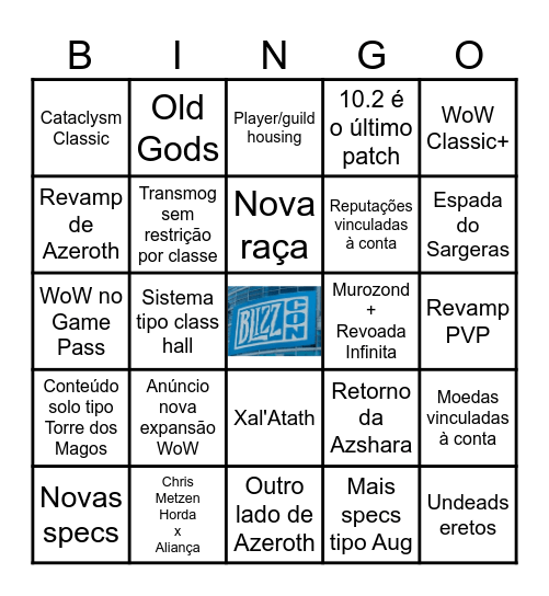 Bingo BlizzCon 2023 Bingo Card