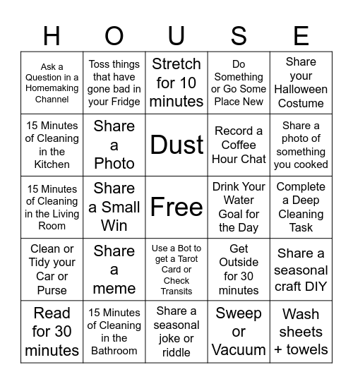 Housespouse Hideout Bingo - Week 44 Bingo Card