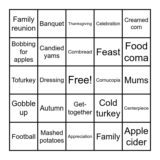 Fall Staff Bingo Card