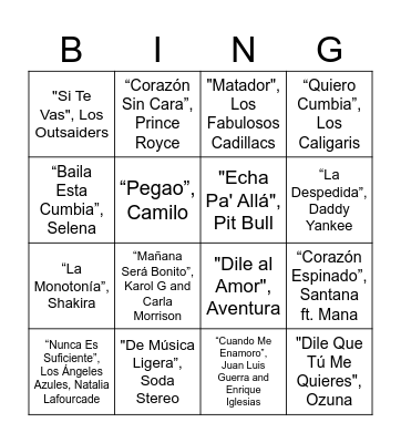 Locotubre 2023 Bingo Card